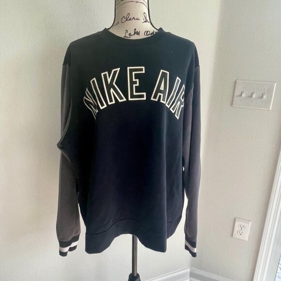 NIKE AIR SWEATSHIRT BLACK/GRAY SZ M BIG LOGO CASUAL ATHLETIC CORE VERSATILE - Picture 15 of 16